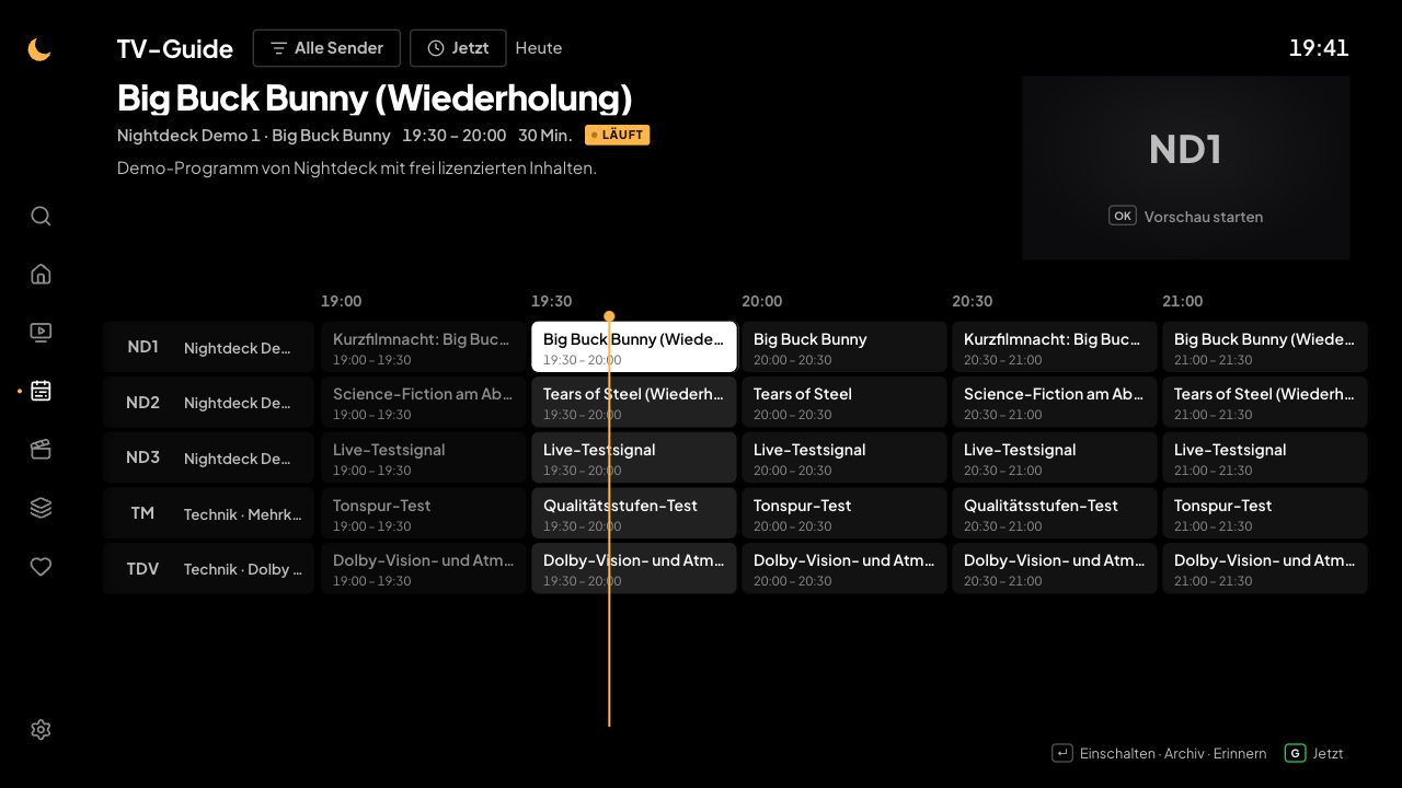 TV-Guide für alle Sender