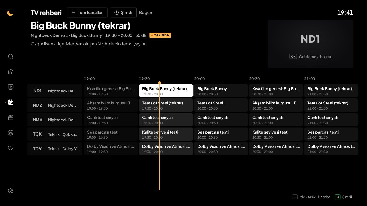 Tüm kanallar için TV rehberi